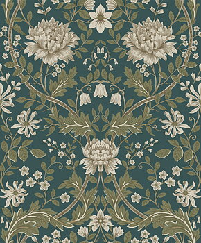 Honeysuckle Trail (Teal & Moss Green) - Självhäftande Tapet - NW44604