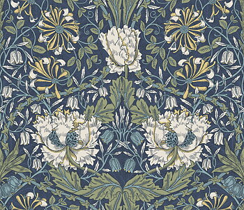 Ogee Flora (Indigo Dye & Sage) - Självhäftande Tapet - NW48202