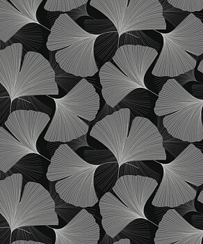 Tossed Ginkgo Leaf (Ebony & Greystone) - Självhäftande Tapet - NW52200