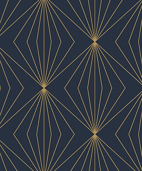 Gem Geometric (Dark Blue & Metallic Gold) - Självhäftande Tapet - NW53102