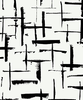 Crosshatch Abstract (Ebony & Eggshell) - Självhäftande Tapet - NW53300