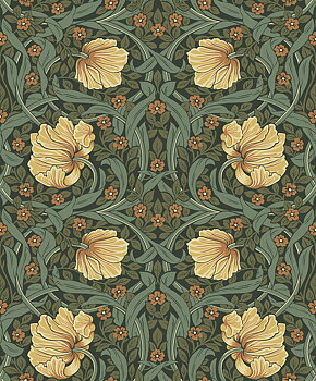 Pimpernel Garden (Meadow Green & Amber) - Självhäftande Tapet - NW54204