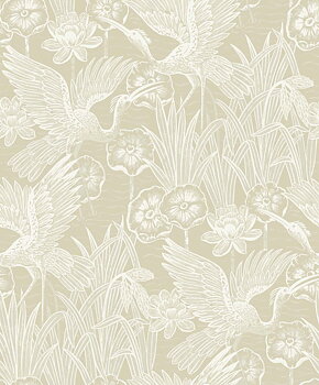 Floral Heron (Sand) - Självhäftande Tapet - NW54505