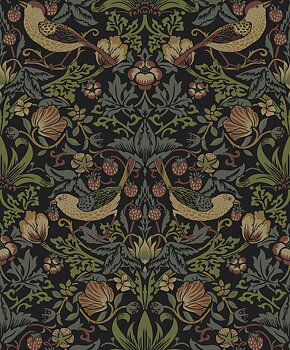 Strawberry Garden (Black) - Självhäftande Tapet - NW55401