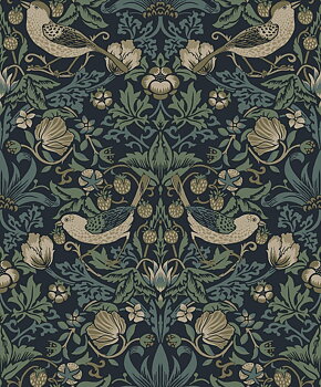 Strawberry Garden (Blue) - Självhäftande Tapet - NW55402
