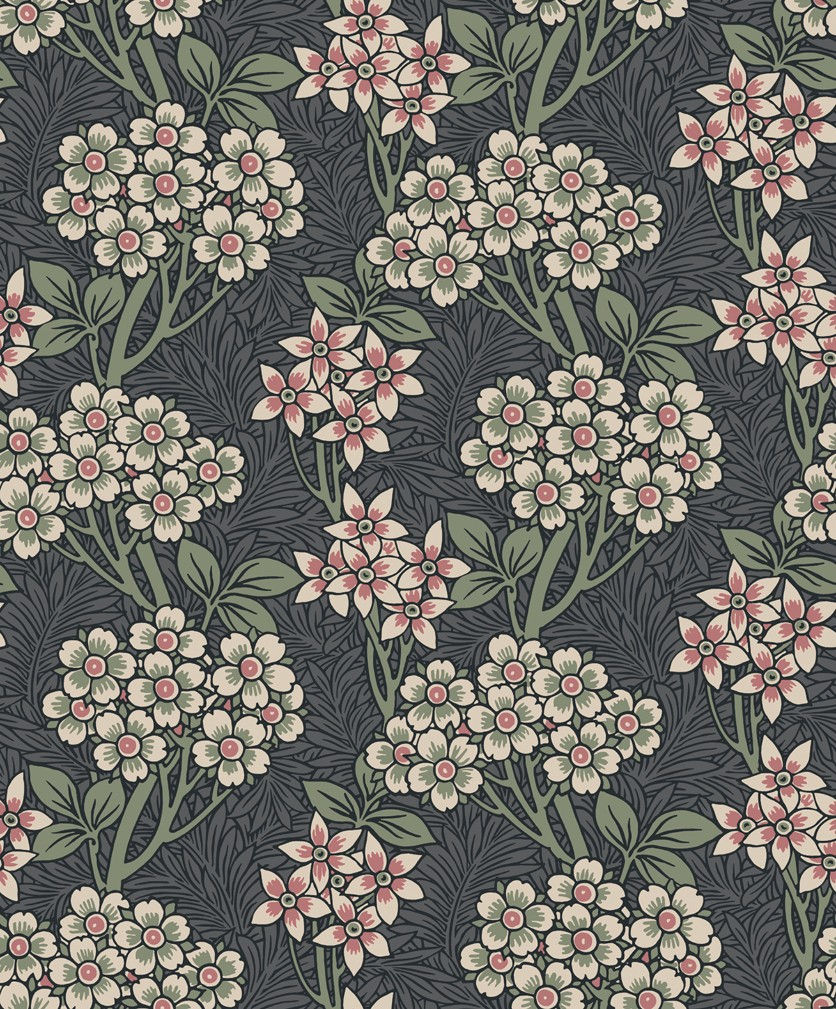 Floral Vine (Smoke & Laurel Green) - Självhäftande Tapet - NW56110