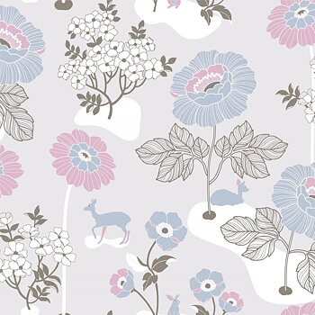 Blomsteräng, ljusgrå - 398-02