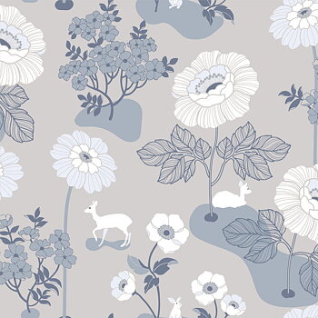 Blomsteräng, grå - 398-04