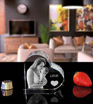 2D Crystal Heart Lying Medium 80x80x40mm