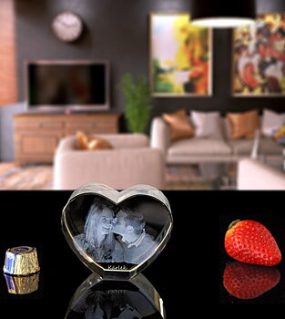 3D Crystal Heart Small 80x65x35mm