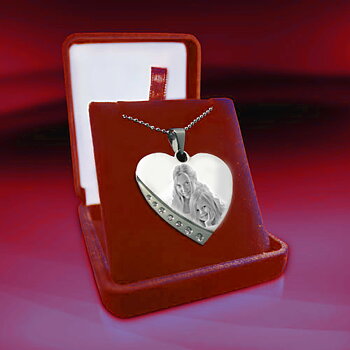 Heart Large 35x32x2.4mm Silver, Rhinestones