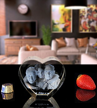 3D Crystal Heart Medium 100x90x60mm