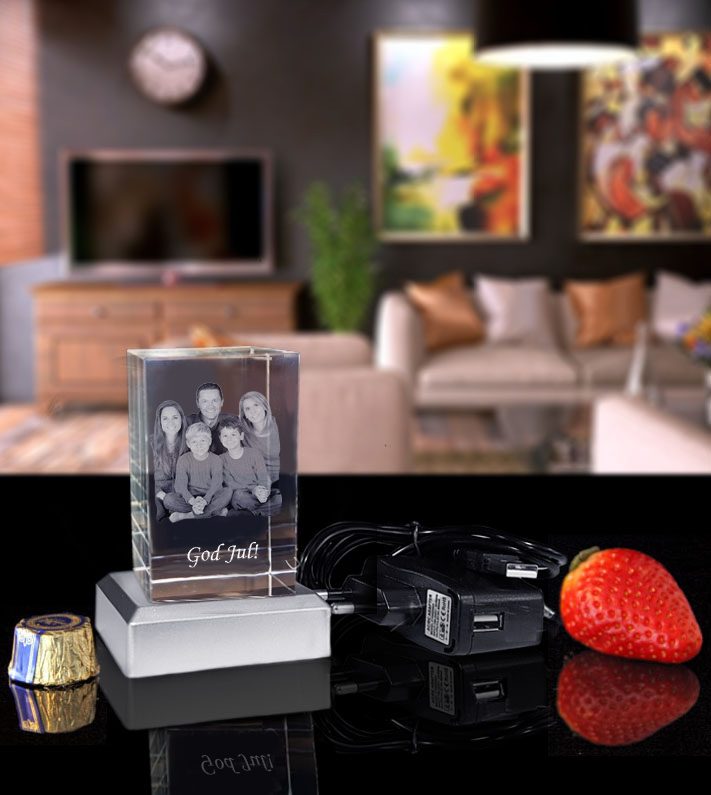 Julpaket Small med 3D kristall, belysning och nätadapter