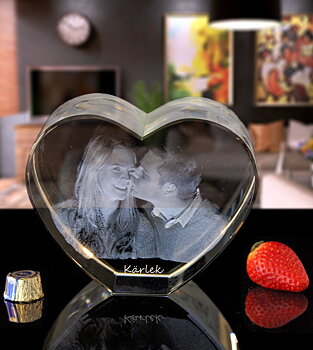 3D Crystal Heart Large 160x130x80mm. 