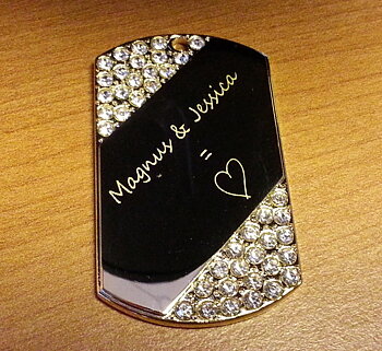 Tag with Strass (Large) Gold Plated 29x50x2,5mm with Space for Text
