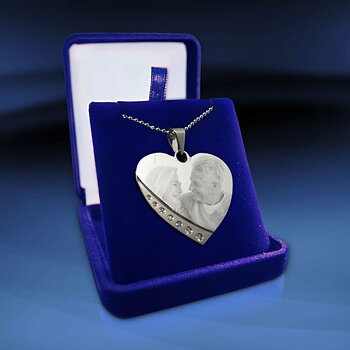 Heart Large 35x32x2.4mm Silver, Rhinestones