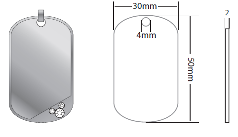 Bricka stor 30x50x2mm silver med strass - 2