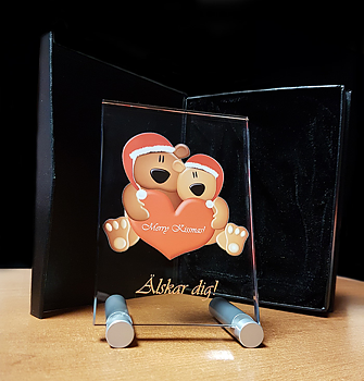 Merry Kissmas Crystal Image 90x130x8mm with Aluminium Stand