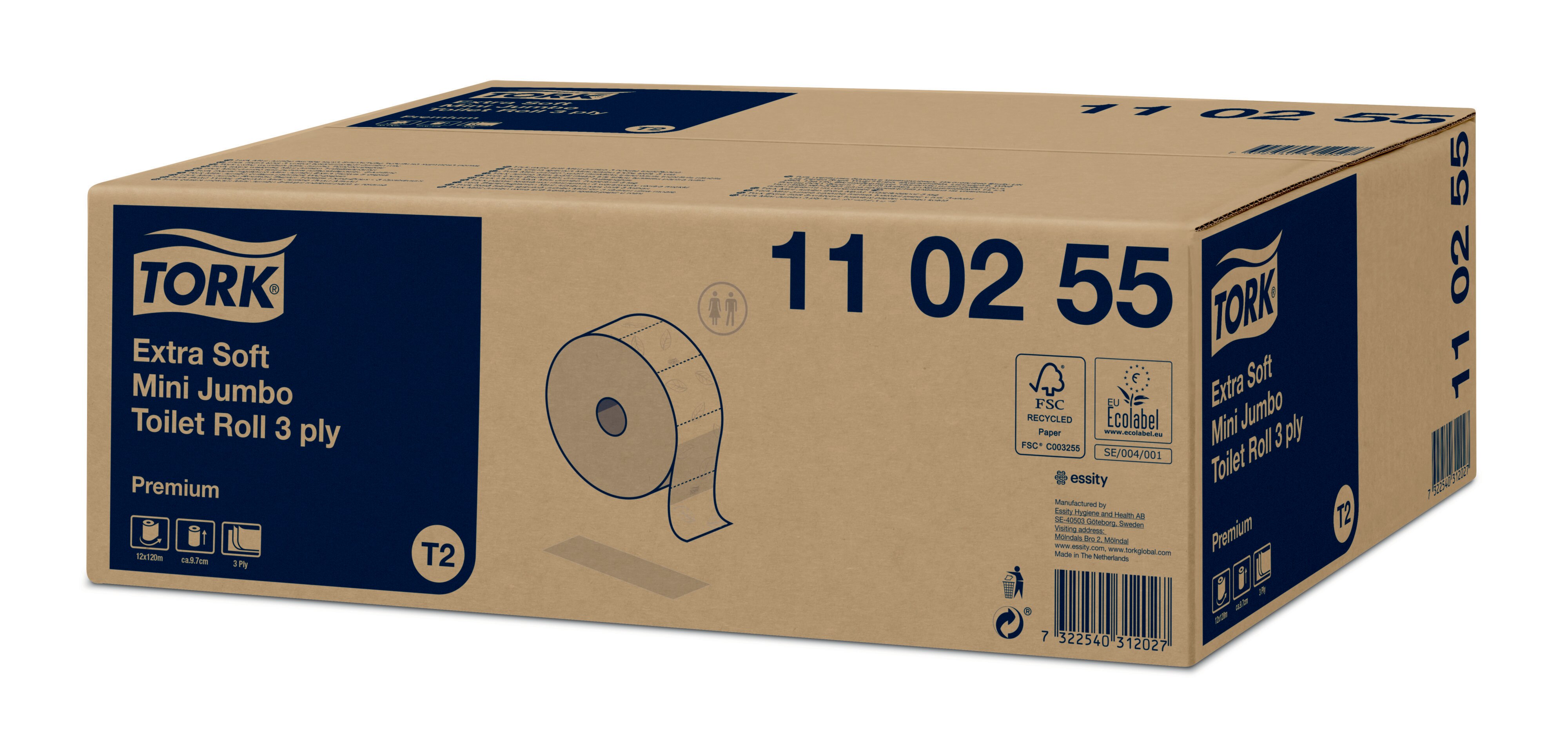 Tork Mini Jumbo Extra Mjukt Toalettpapper Premium – 3-lagerspapper - 3