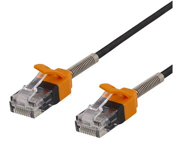 DELTACO GAMING Nätverkskabel  5m, Cat 6A U/UTP, 500MHz, metallfjäders avbelastning, svart