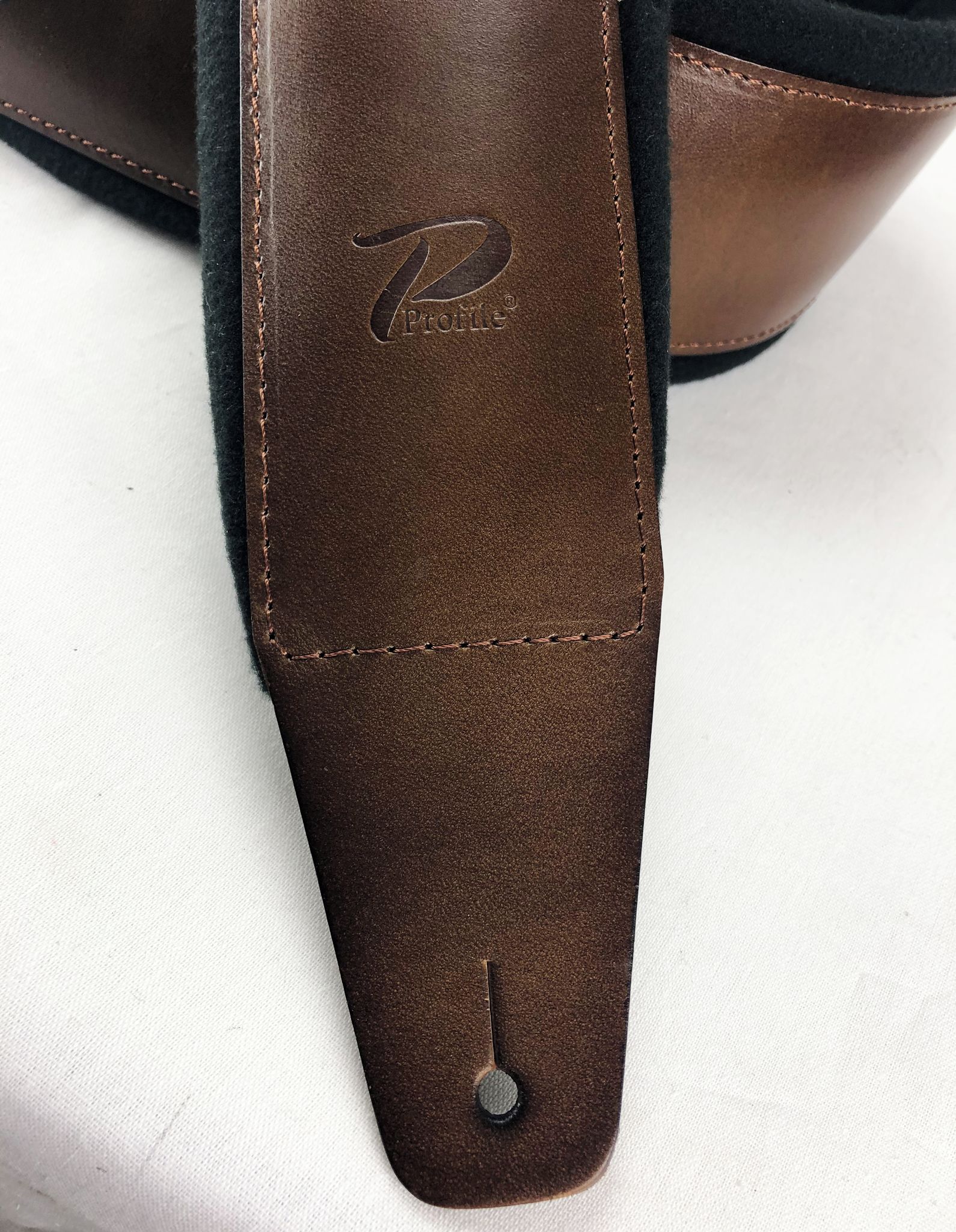 Profile FPB02 Pro Italian Leather Guitar Strap Dark Tan - 2