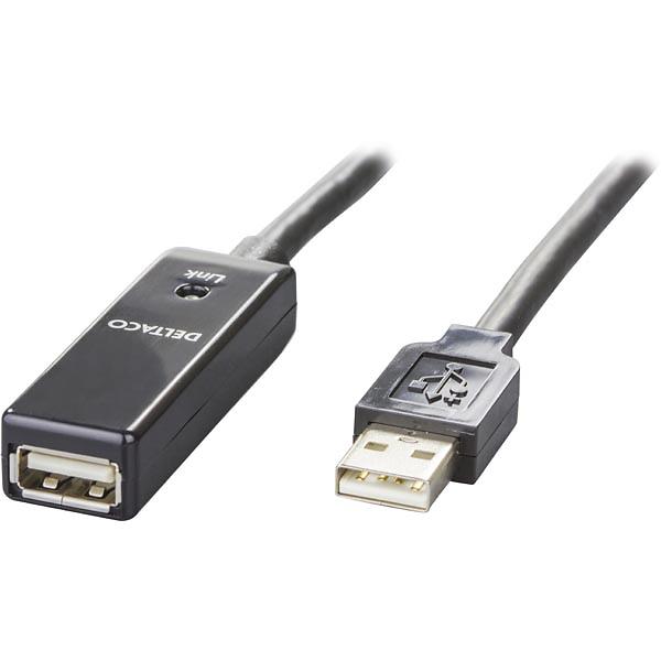 DELTACO Aktiv USB-Kabel, USB-A - USB-A,  5m - 2