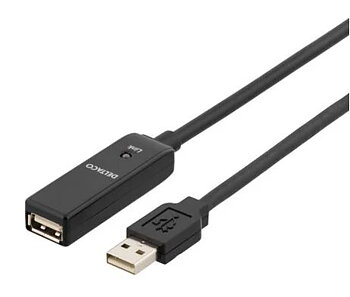 DELTACO Aktiv USB-Kabel, USB-A - USB-A,  10m