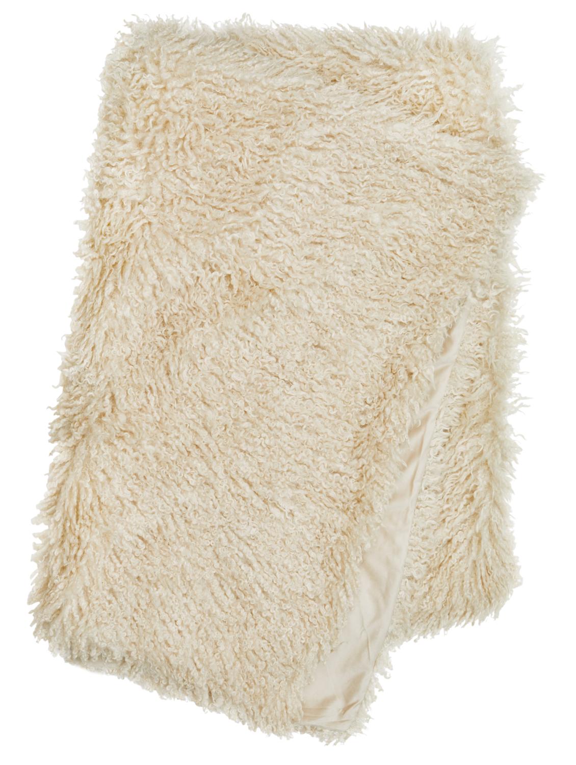 Wooly Pläd i fårskinnsimitation Beige - 3