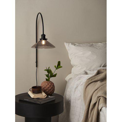 August Vägglampa med glasskärm Svart 