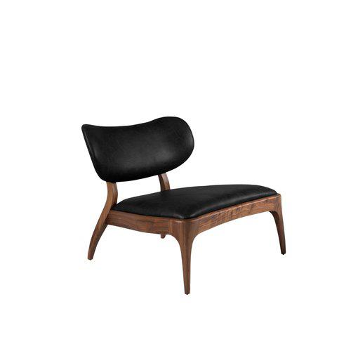 Reeves Loungestol i valnöt  och svart läder   - 3