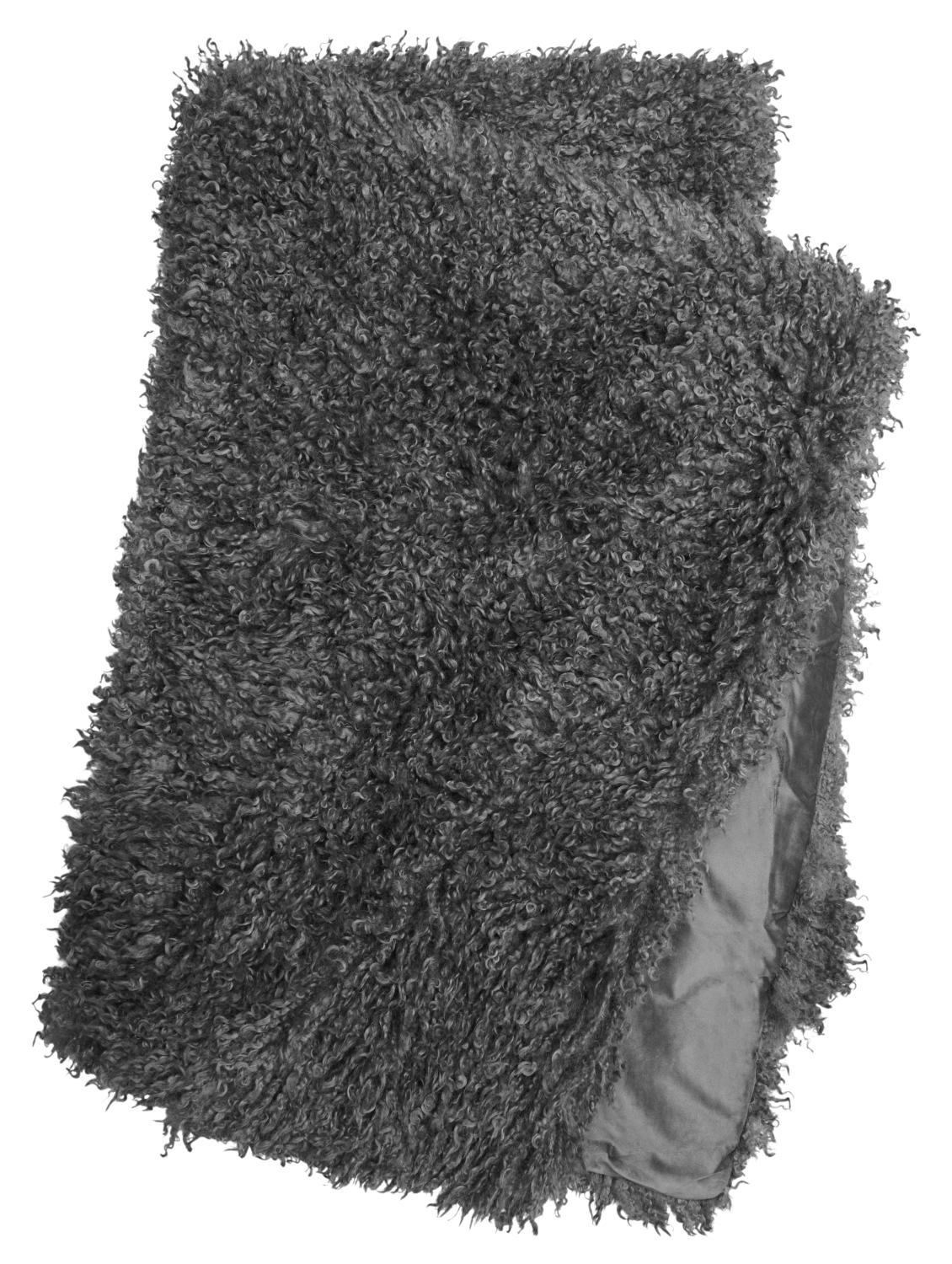Wooly Pläd i fårskinnsimitation Grå  - 4