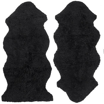 Curly Lockigt Fårskinn Svart 135cm