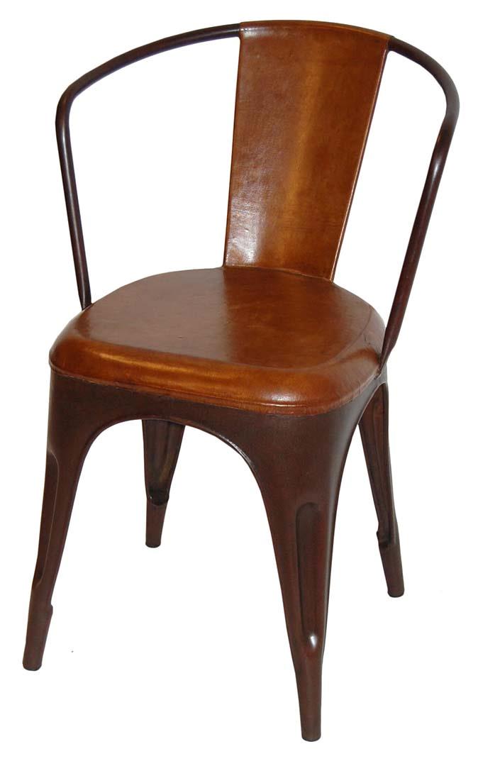 Living matstol i metall - Rostfinish/ Läder - 7