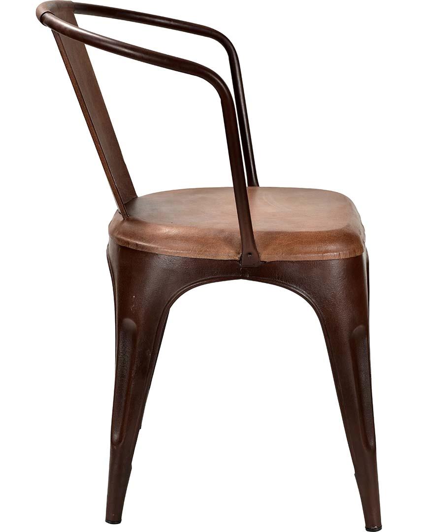 Living matstol i metall - Rostfinish/ Läder - 3