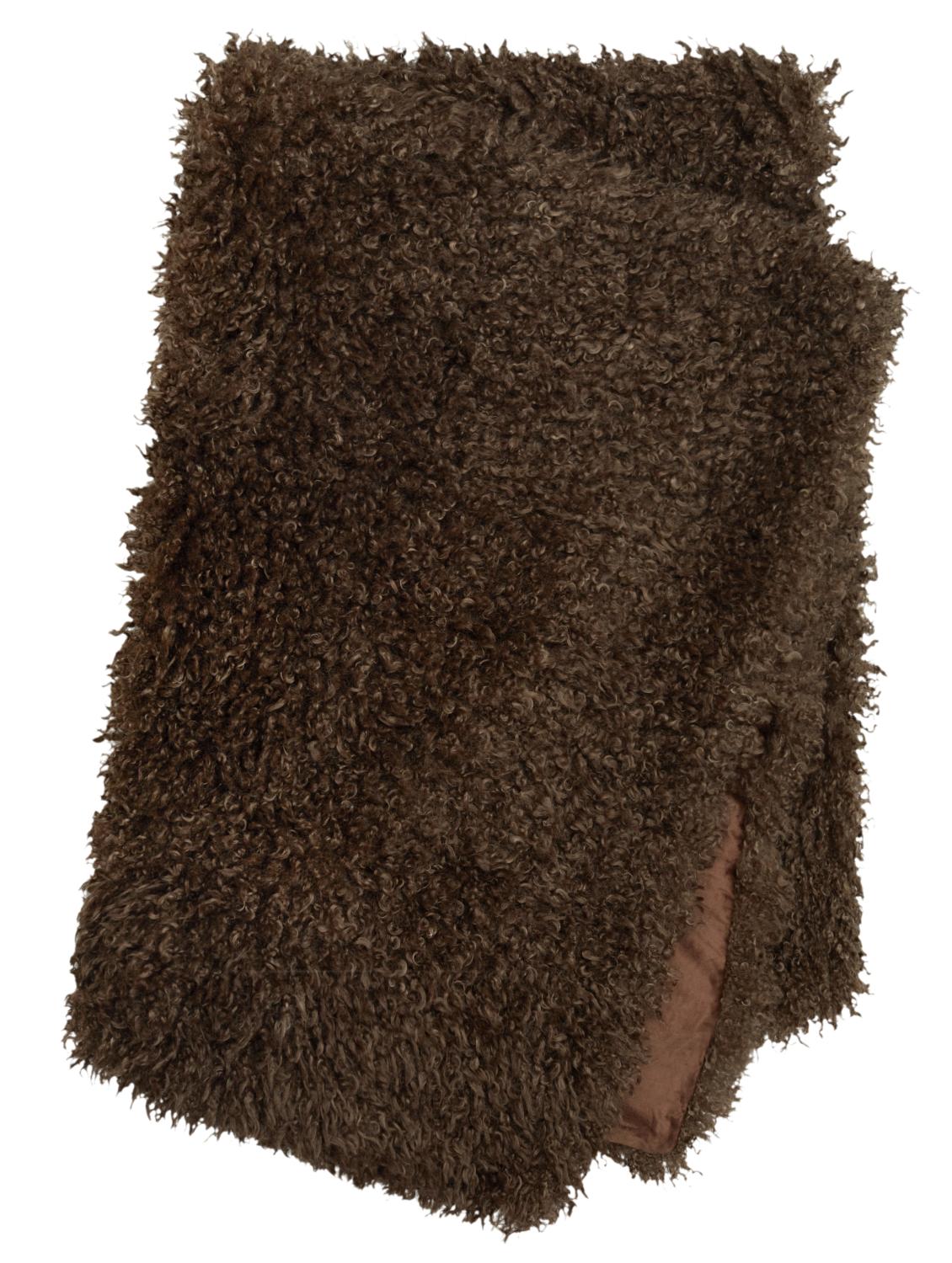 Wooly Pläd i fårskinnsimitation Brun  - 3
