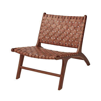 Porto loungestol i teak och flätat läder – Wikholm Form
