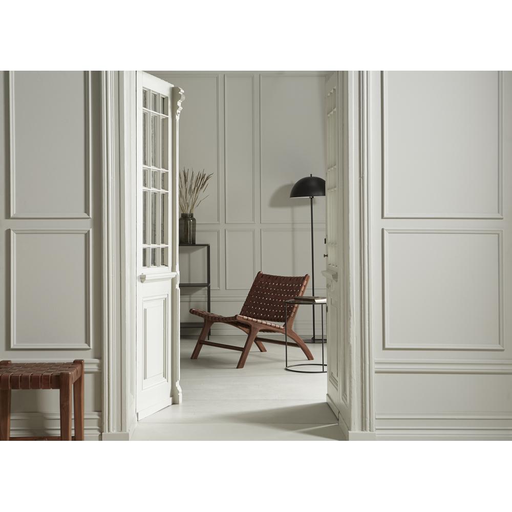 Porto fåtölj i teak och flätat läder – Cognac - 3