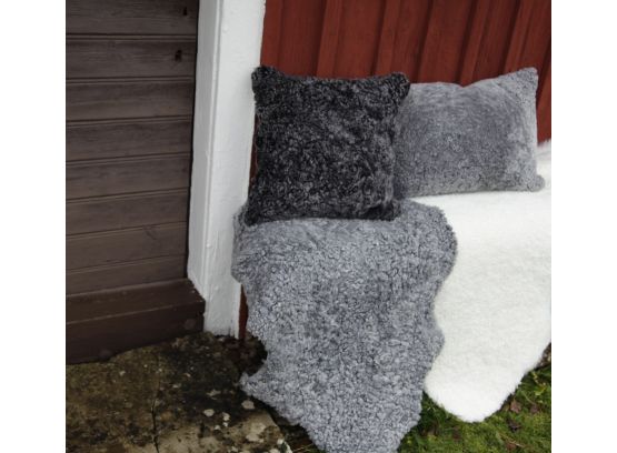 Curly Lockigt Fårskinn Ljusgrå