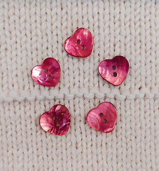 Knapp Rosa Pärlemor 15 mm Hjärta