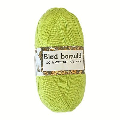 Blød Bomuld 4/2 nr8, 28 maskor stickfasthet stickor 2,5-3,0 mm