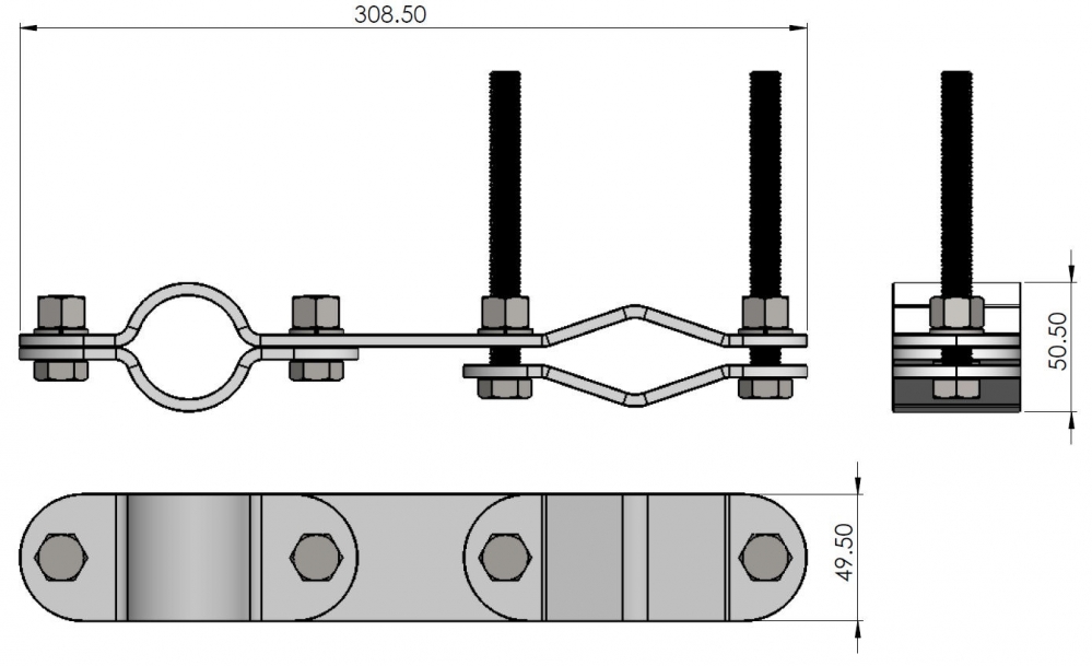SCAN Stainless Steel Mount Kit for LF/HF Antennas 8-9 m - 3