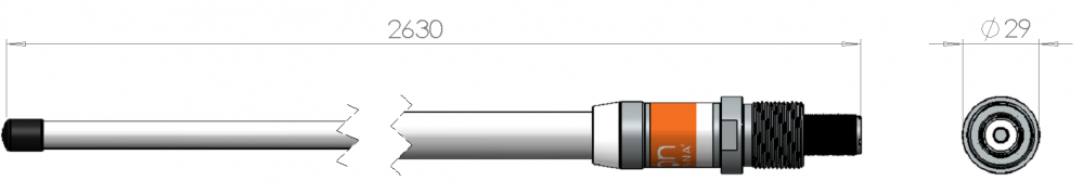 SCAN DABAMFM76 6dB 2.6 m AM/FM Antenna w. 1"-11 Nut - 2