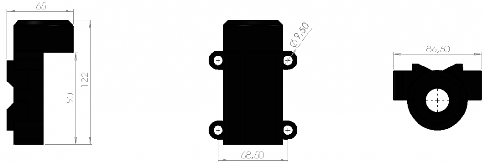 SCAN Mast/Rail Mount PU coated Aluminium 1"-14NF - 4