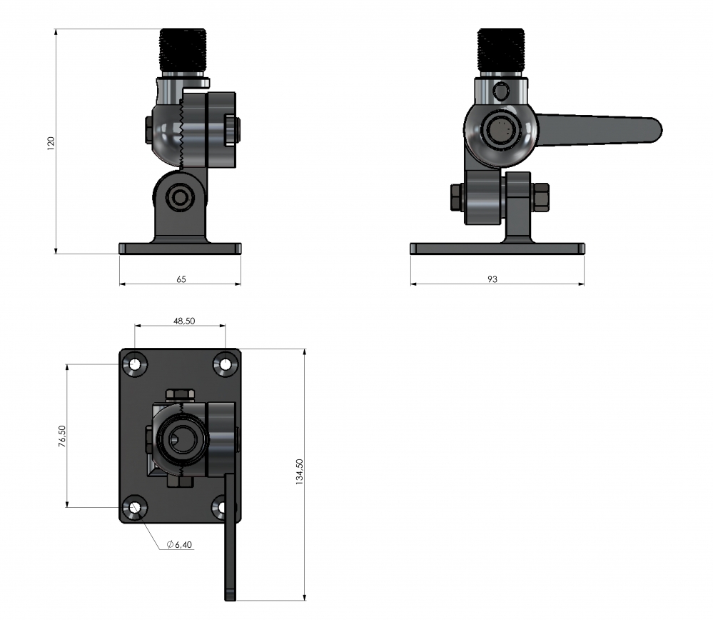 SCAN 4-Way Deck Mount Chrome Plated Brass  1"-14NF - 3
