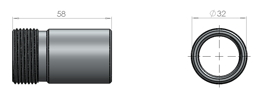 SCAN Adapter Tube 58 mm G1"-11-1"-14NF - 2