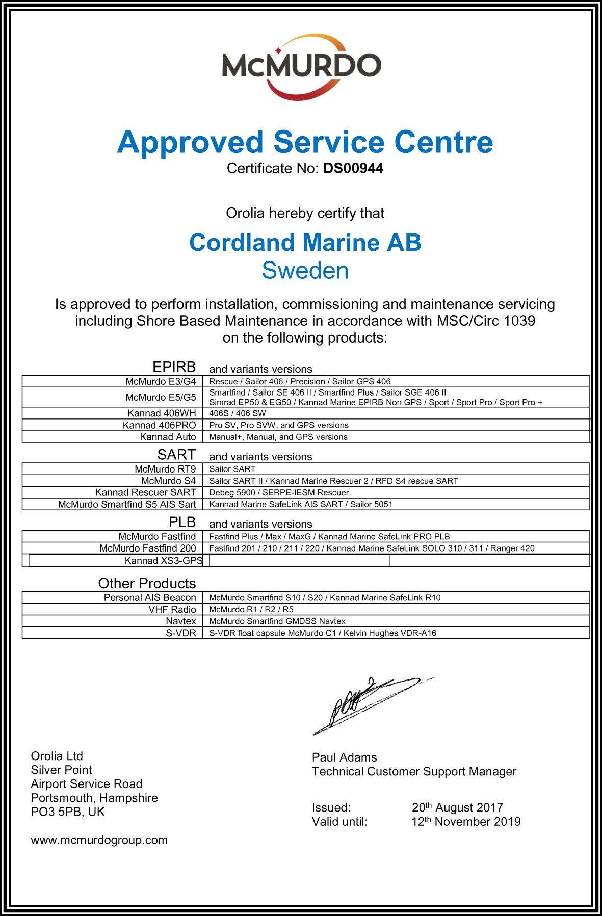 McMurdo EPIRB E8/G8 - SBM & Batteribyte - 4