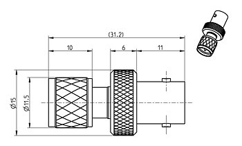 Coax Adaptor BNC(f)-Mini UHF(m)
