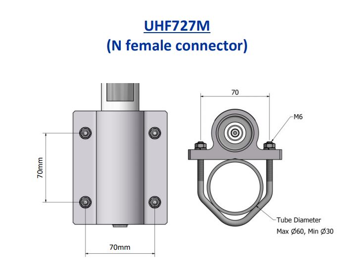 Comrod UHF727M 0.5 m (1.6 ft)One Piece Whip - 2
