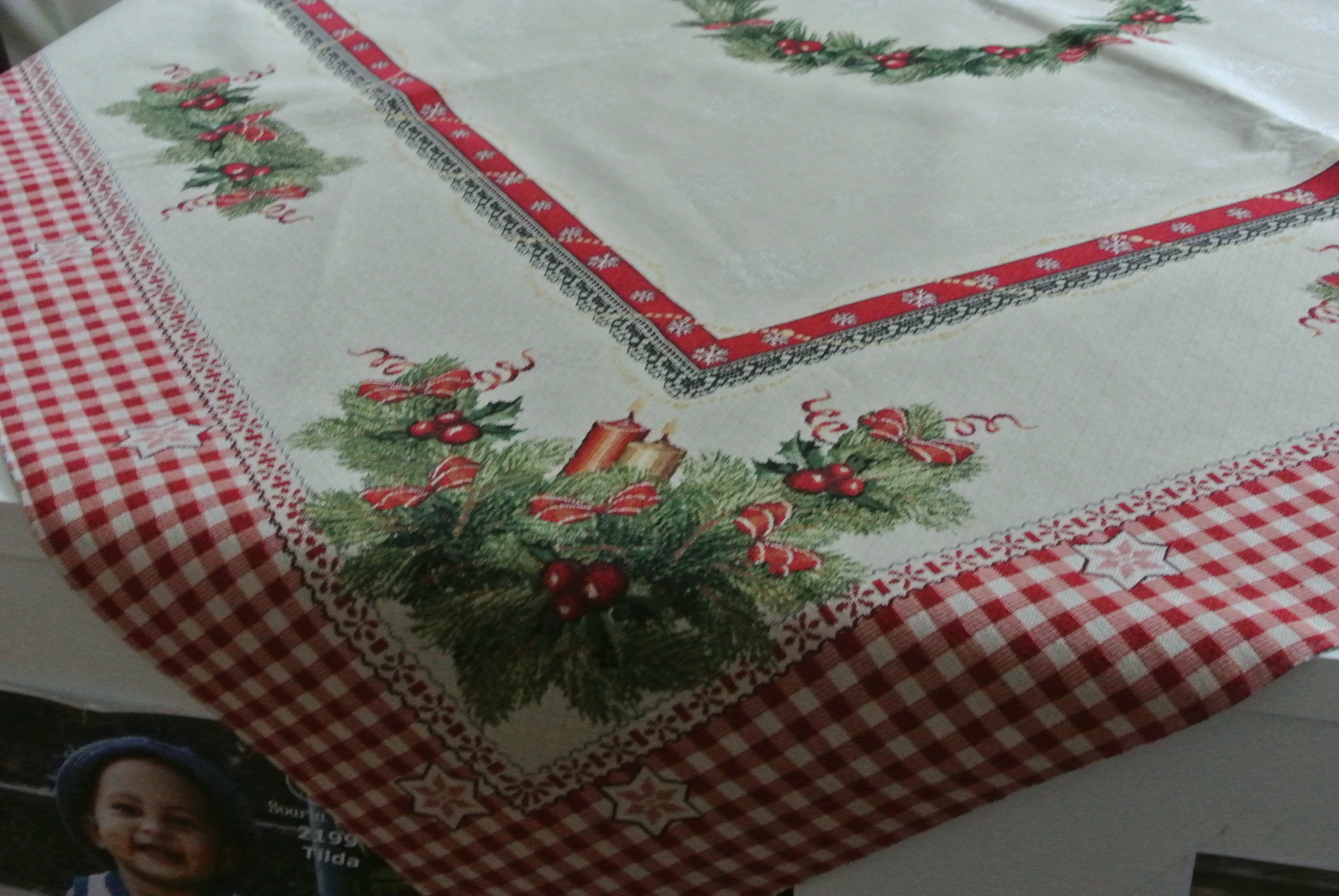 Julgransmatta eller duk med julstjärna Gobelängvävd - 2