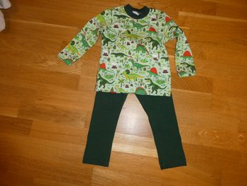 Byxer och tröja i grönt med dinosarier med 